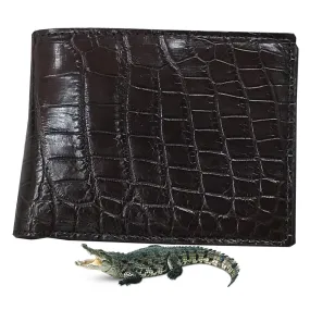 Dark Brown Alligator Skin Bifold Wallet For Men | Handmade Crocodile Leather Wallet RFID Blocking | VL5705