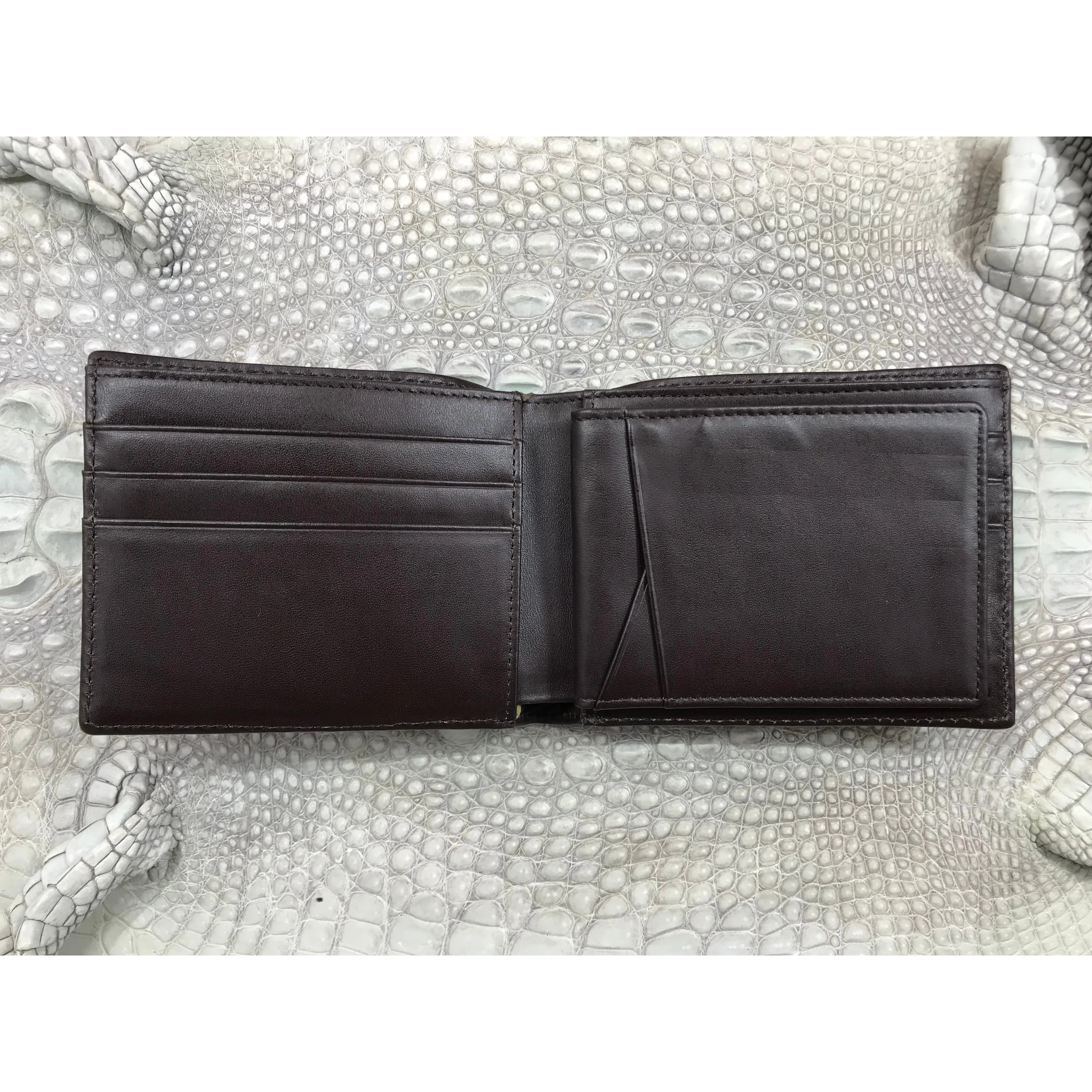 Dark Brown Alligator Skin Bifold Wallet For Men | Handmade Crocodile Leather Wallet RFID Blocking | VL5705