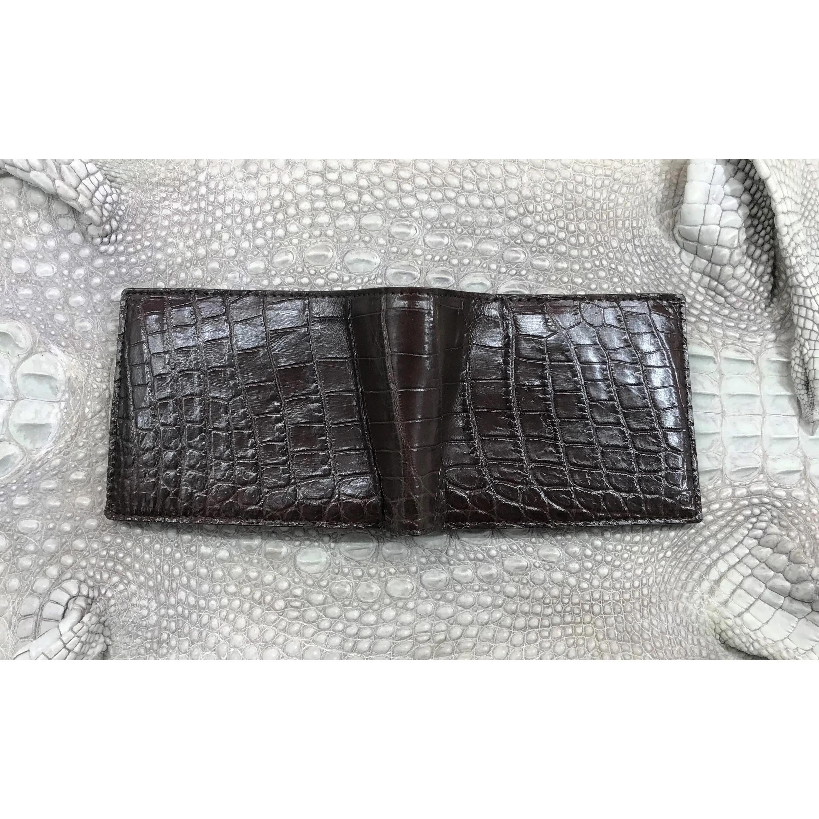 Dark Brown Alligator Skin Bifold Wallet For Men | Handmade Crocodile Leather Wallet RFID Blocking | VL5705