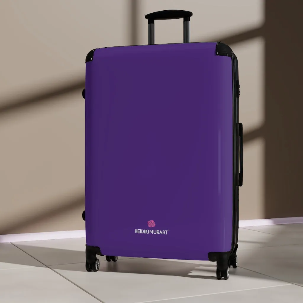 Dark Purple Solid Color Suitcases, Modern Simple Minimalist Designer Suitcase Luggage (Small, Medium, Large)