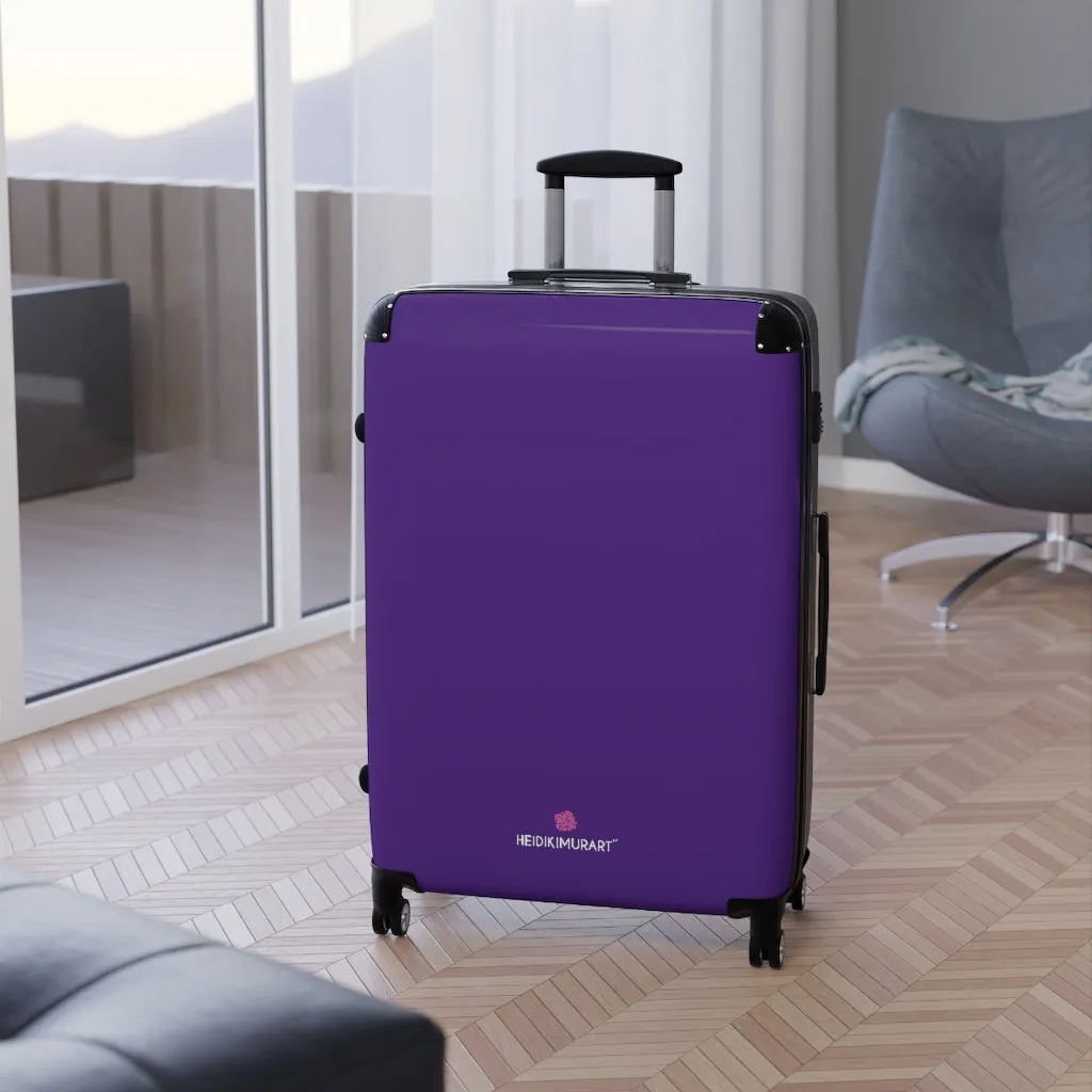 Dark Purple Solid Color Suitcases, Modern Simple Minimalist Designer Suitcase Luggage (Small, Medium, Large)