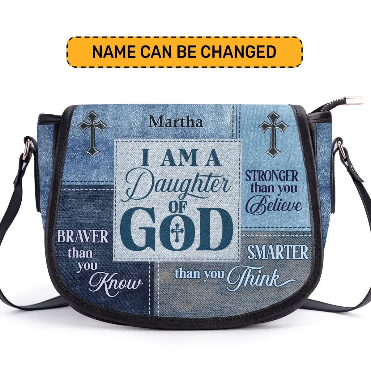 Daughter Of God Personalized Leather Saddle Bag - Christian Women's Handbags