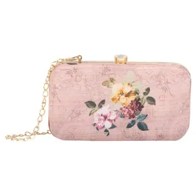 Designer Pink Party Wear Box Clutch Purse with Chain for girls