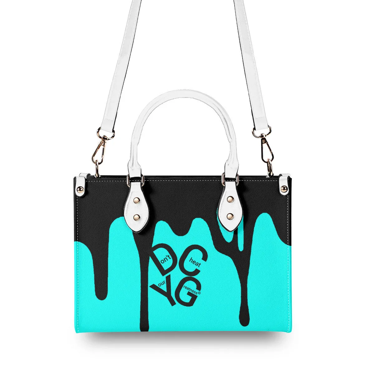 DRIP LO  Black Logo & Turquoise  Multiple Sizes Upgraded Luxury Women PU Leather Handbag