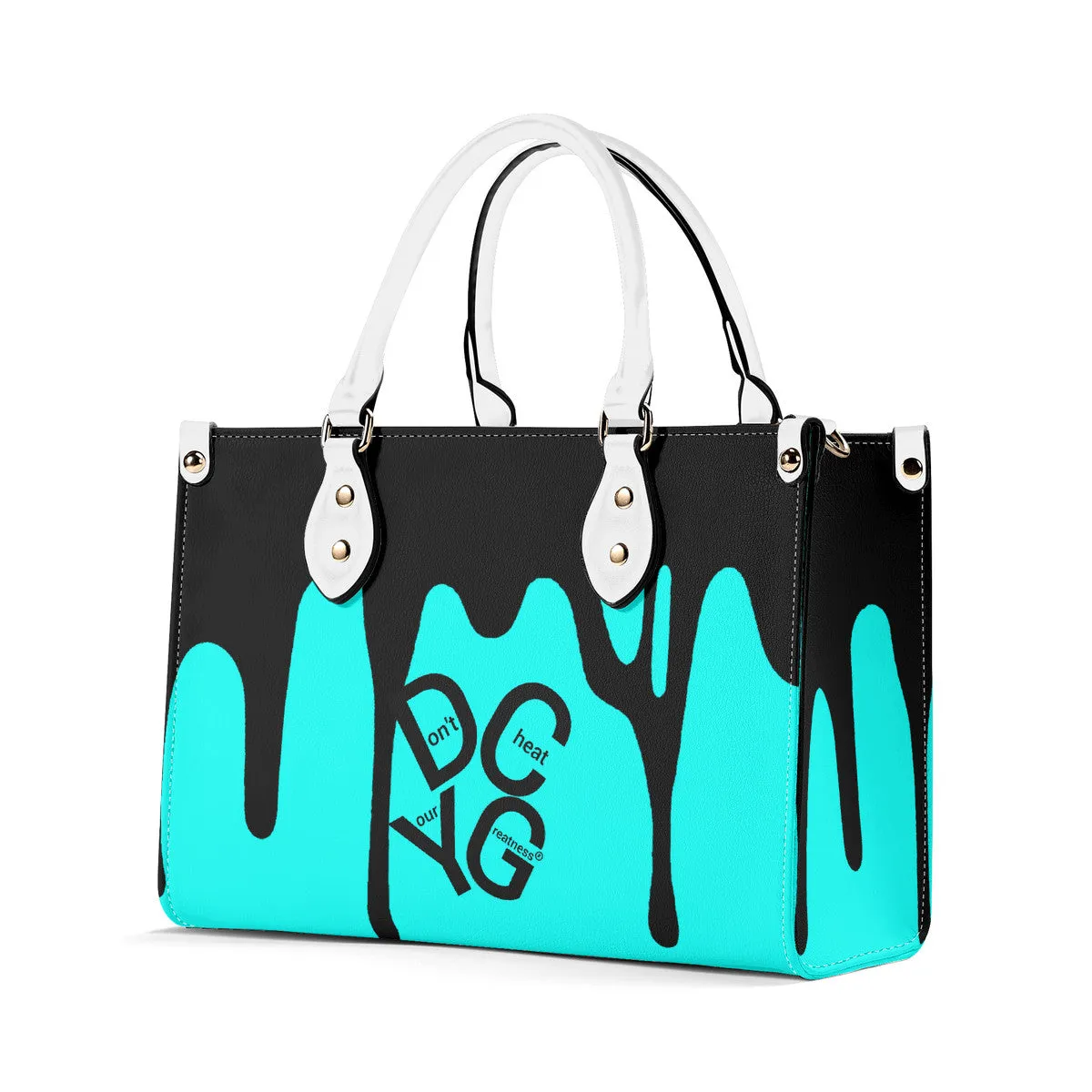 DRIP LO  Black Logo & Turquoise  Multiple Sizes Upgraded Luxury Women PU Leather Handbag