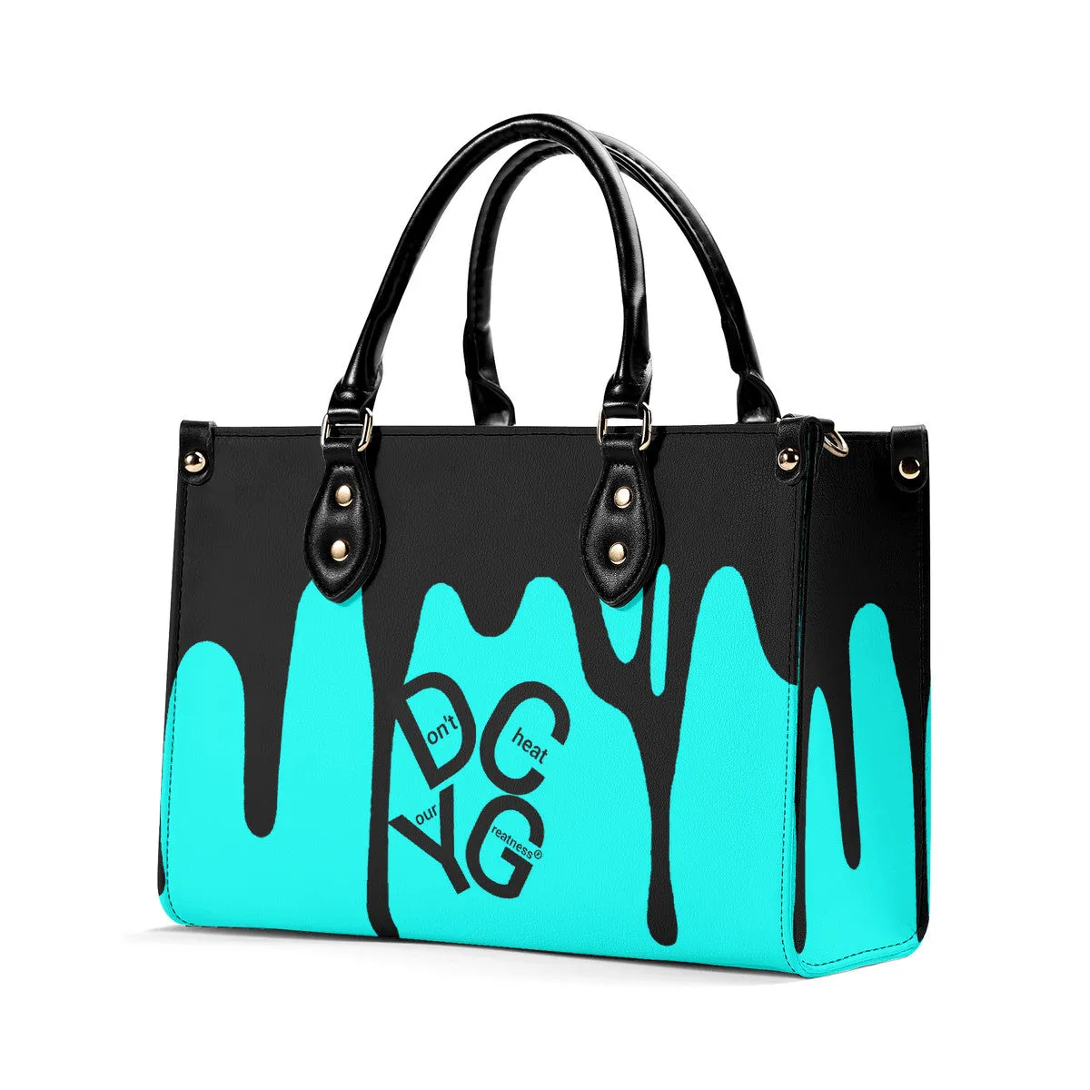 DRIP LO  Black Logo & Turquoise  Multiple Sizes Upgraded Luxury Women PU Leather Handbag