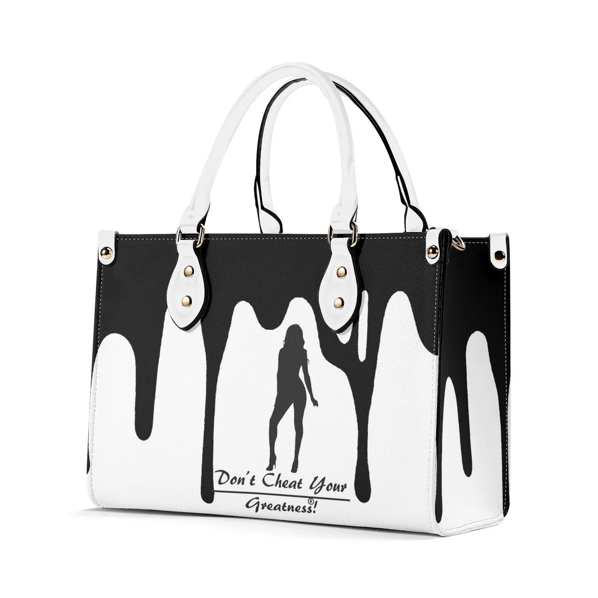 DRIP SF Black Logo & White Multiple Sizes Upgraded Luxury Women PU Leather Handbag