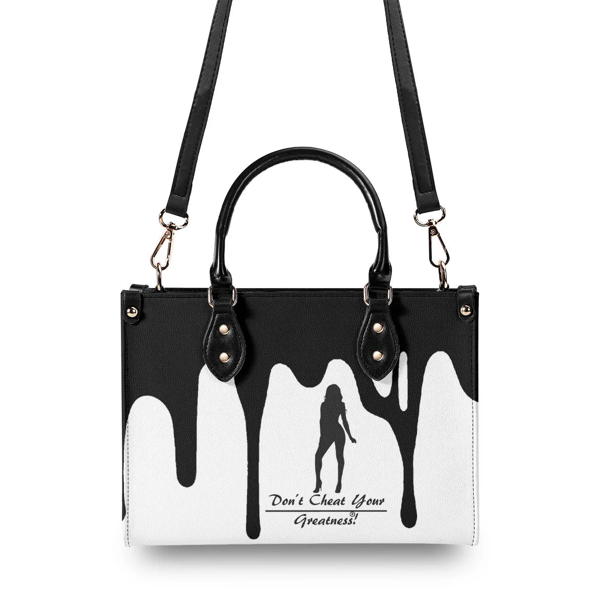 DRIP SF Black Logo & White Multiple Sizes Upgraded Luxury Women PU Leather Handbag