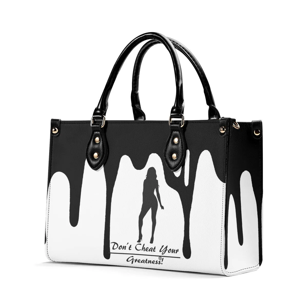 DRIP SF Black Logo & White Multiple Sizes Upgraded Luxury Women PU Leather Handbag