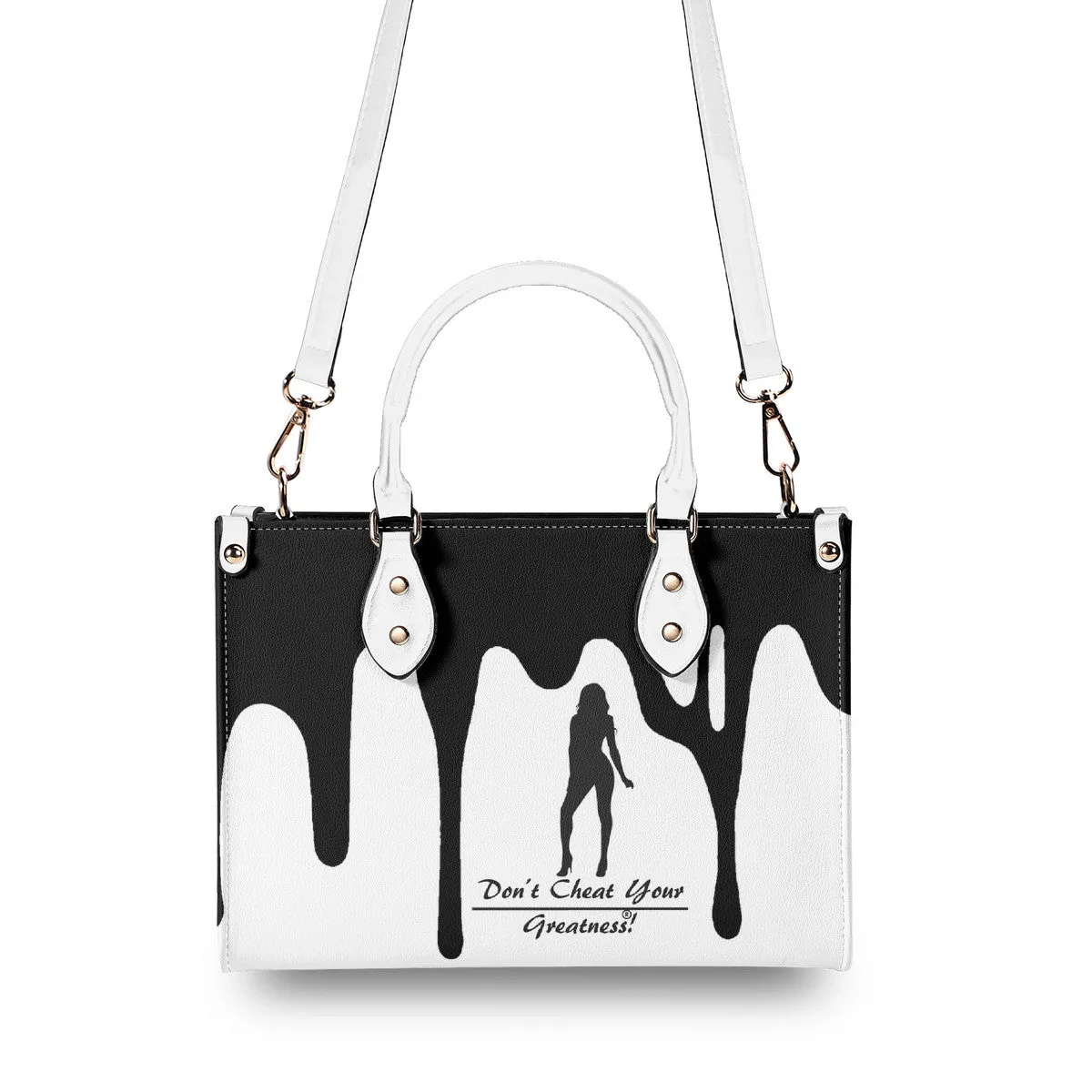 DRIP SF Black Logo & White Multiple Sizes Upgraded Luxury Women PU Leather Handbag