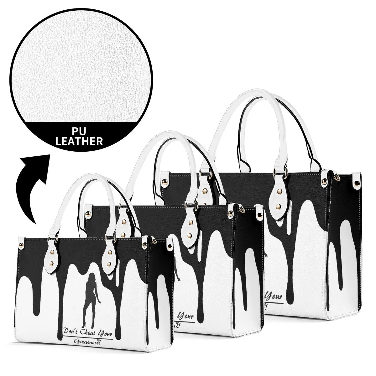 DRIP SF Black Logo & White Multiple Sizes Upgraded Luxury Women PU Leather Handbag