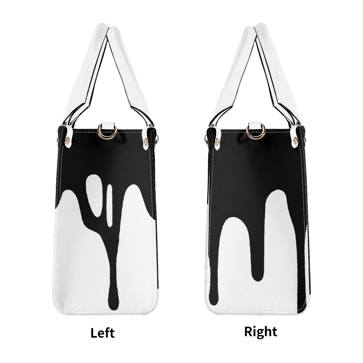 DRIP SF Black Logo & White Multiple Sizes Upgraded Luxury Women PU Leather Handbag