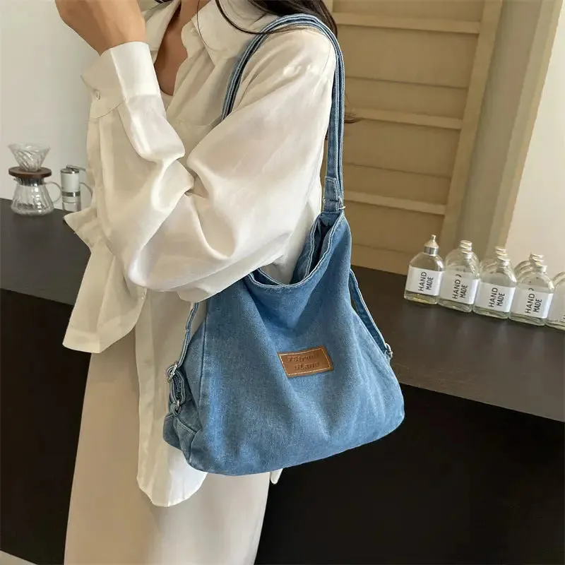 Elevate Your Style with the Adjustable Strap Denim Shoulder Bag