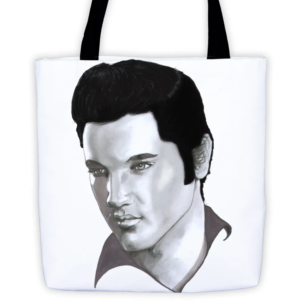 Elvis Presley The Legend Black Ink Tote Bag