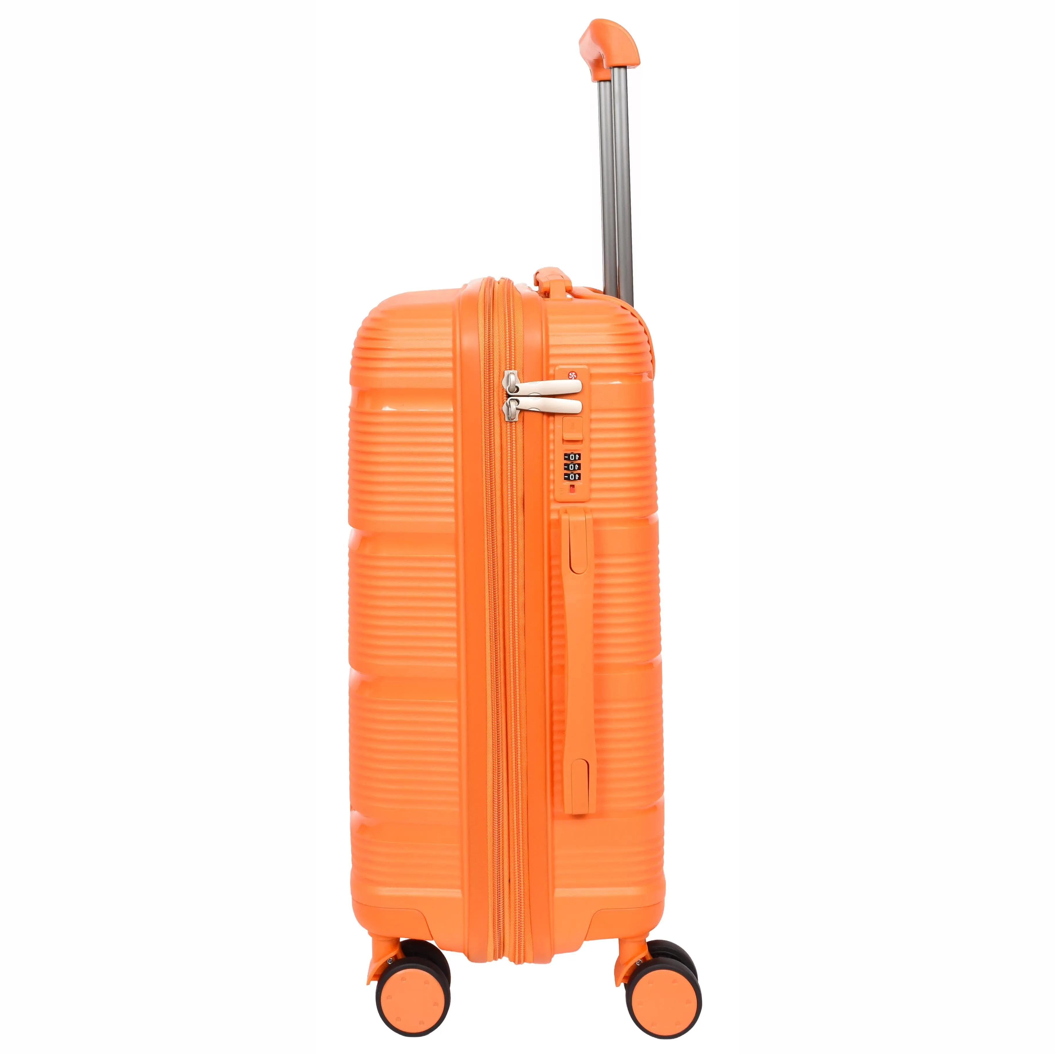 Expandable Hard Shell Luggage PP 8 Wheels Suitcases TSA Lock Travel Bags Titan Orange