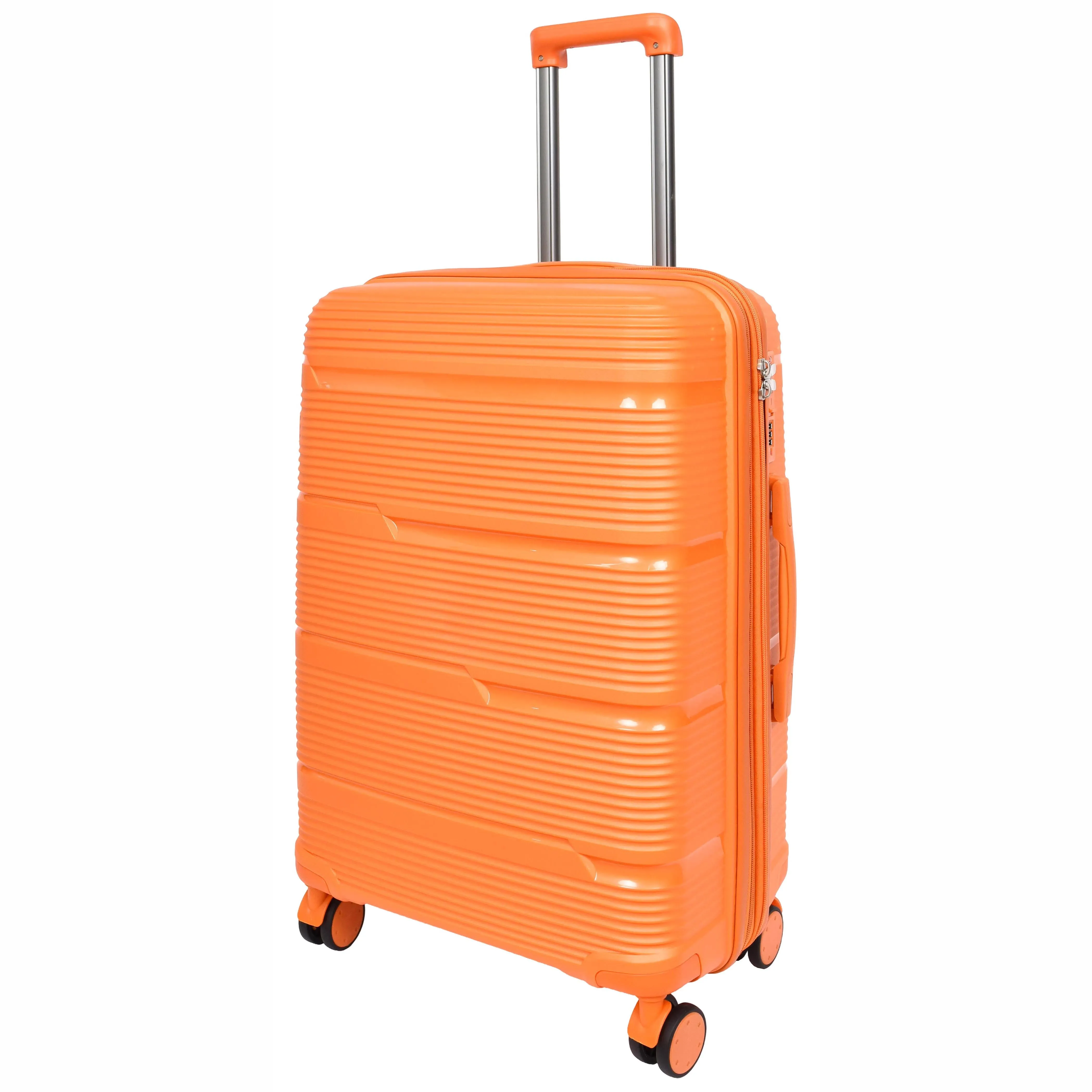 Expandable Hard Shell Luggage PP 8 Wheels Suitcases TSA Lock Travel Bags Titan Orange