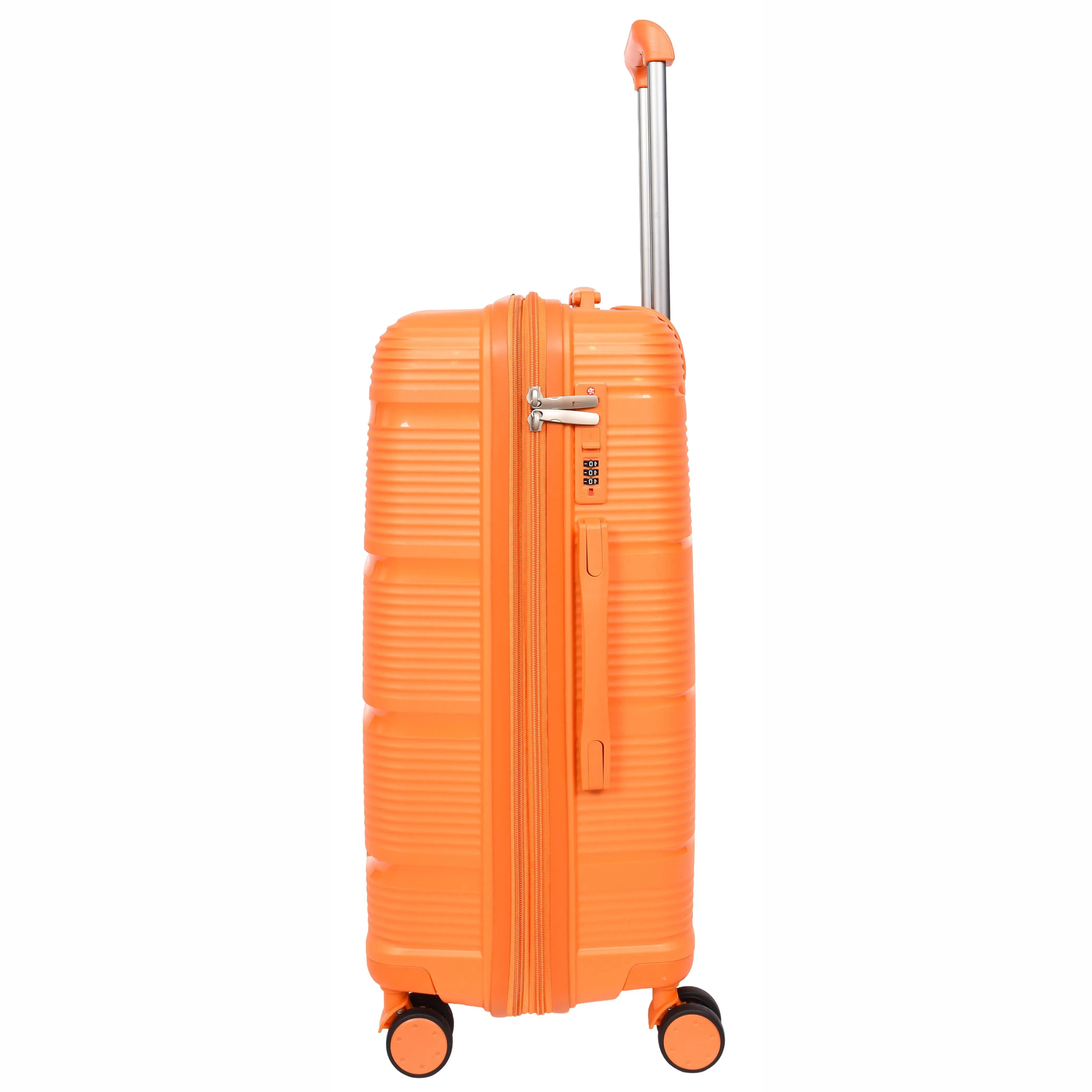 Expandable Hard Shell Luggage PP 8 Wheels Suitcases TSA Lock Travel Bags Titan Orange