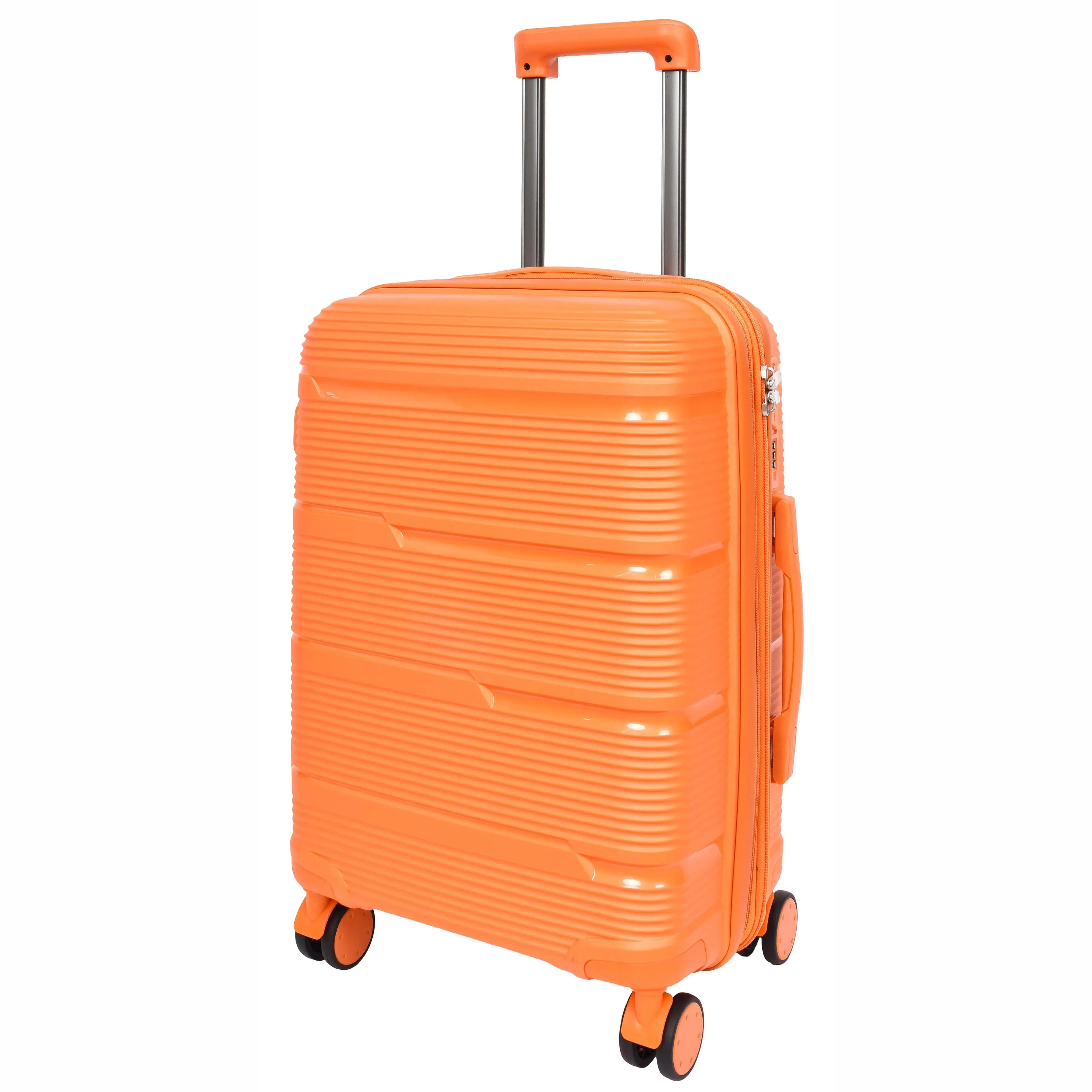 Expandable Hard Shell Luggage PP 8 Wheels Suitcases TSA Lock Travel Bags Titan Orange