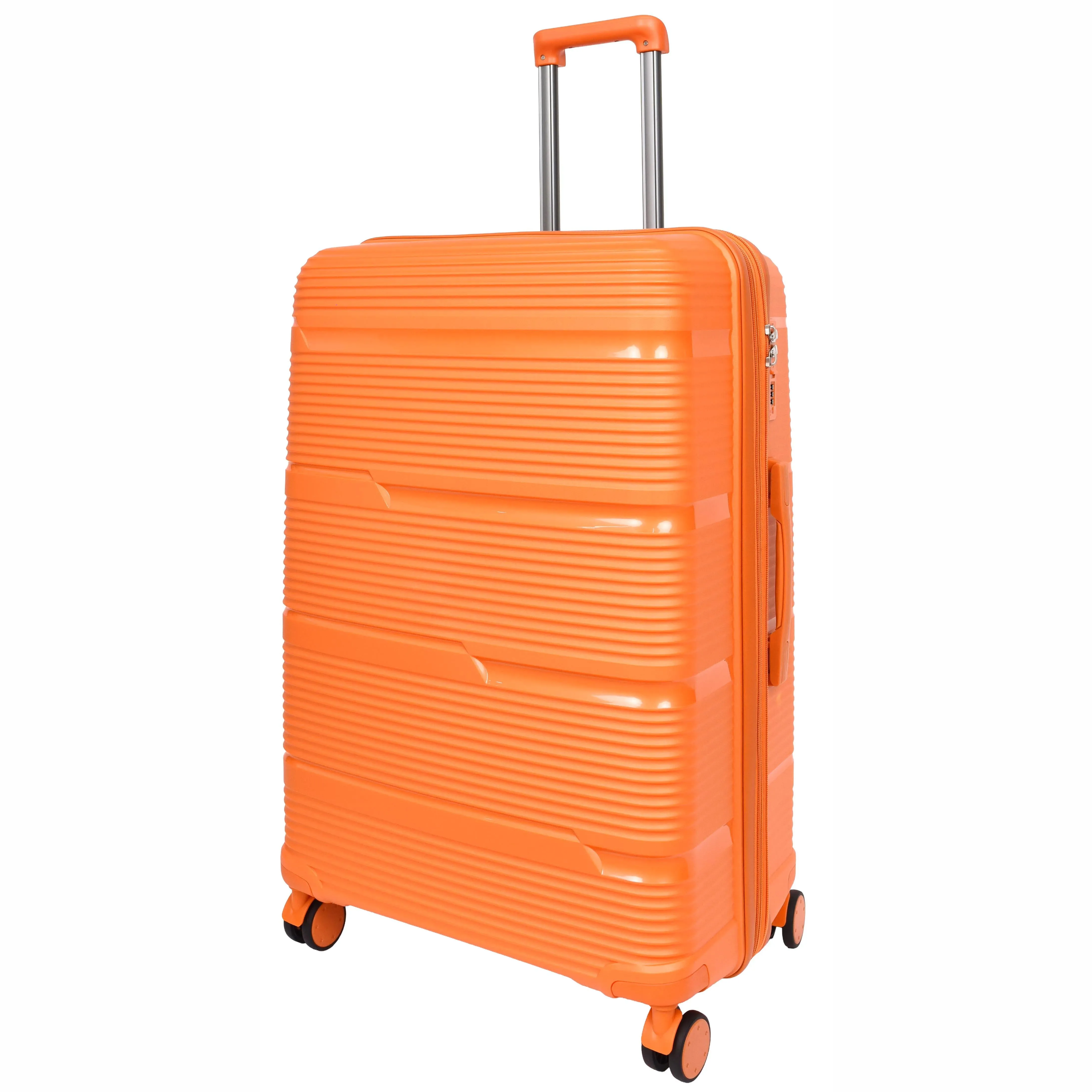 Expandable Hard Shell Luggage PP 8 Wheels Suitcases TSA Lock Travel Bags Titan Orange