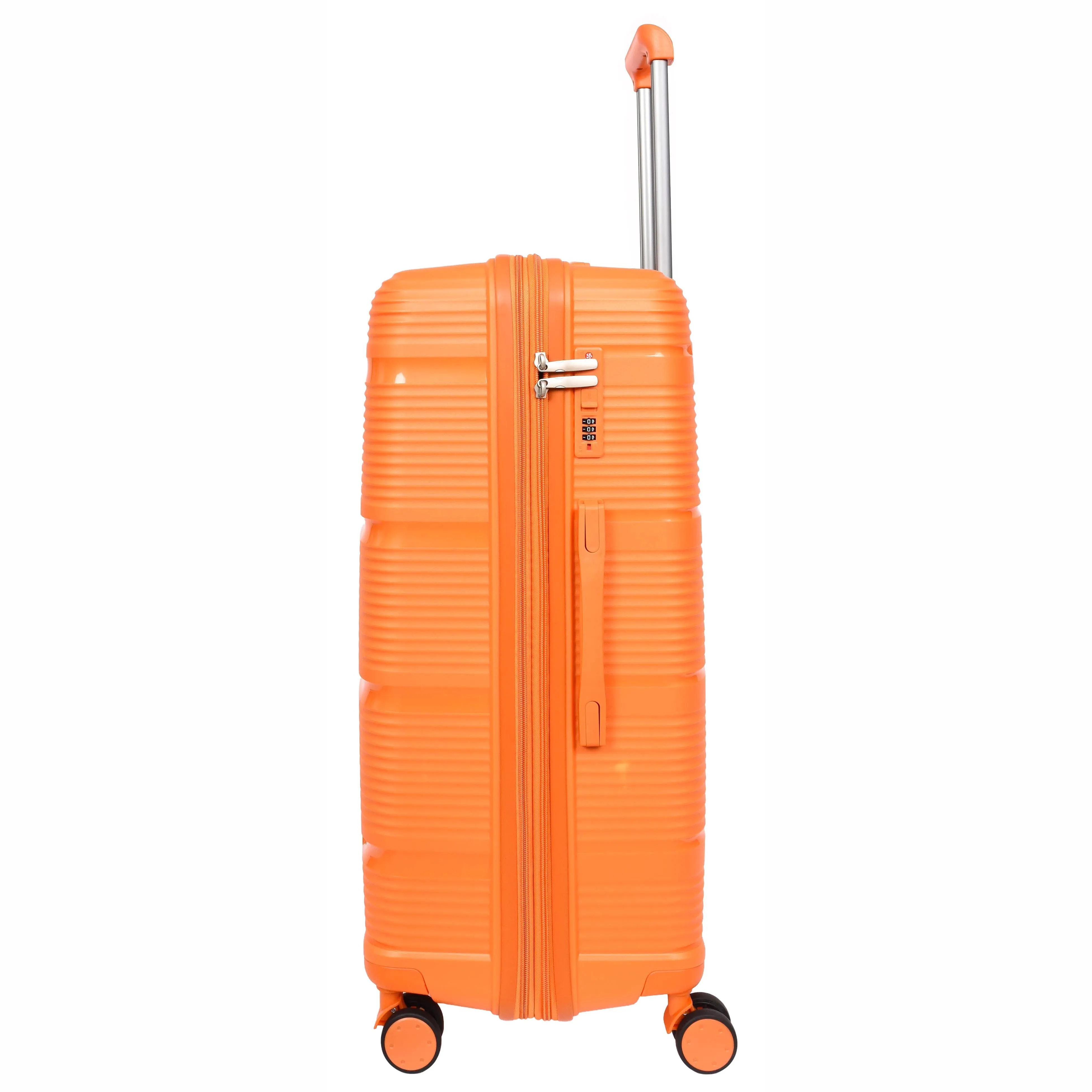 Expandable Hard Shell Luggage PP 8 Wheels Suitcases TSA Lock Travel Bags Titan Orange