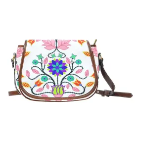 Floral Beadwork Four Clans White Saddle Bag/Small