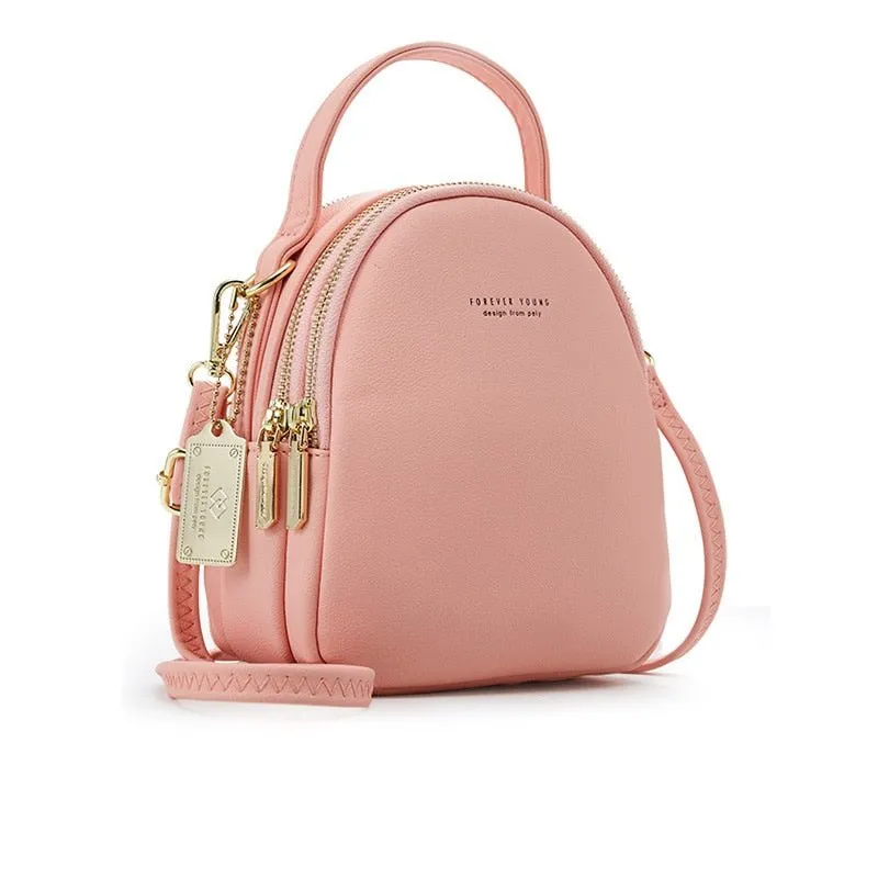 FOREVER YOUNG Mini Backpack or Crossbody Shoulder Bag