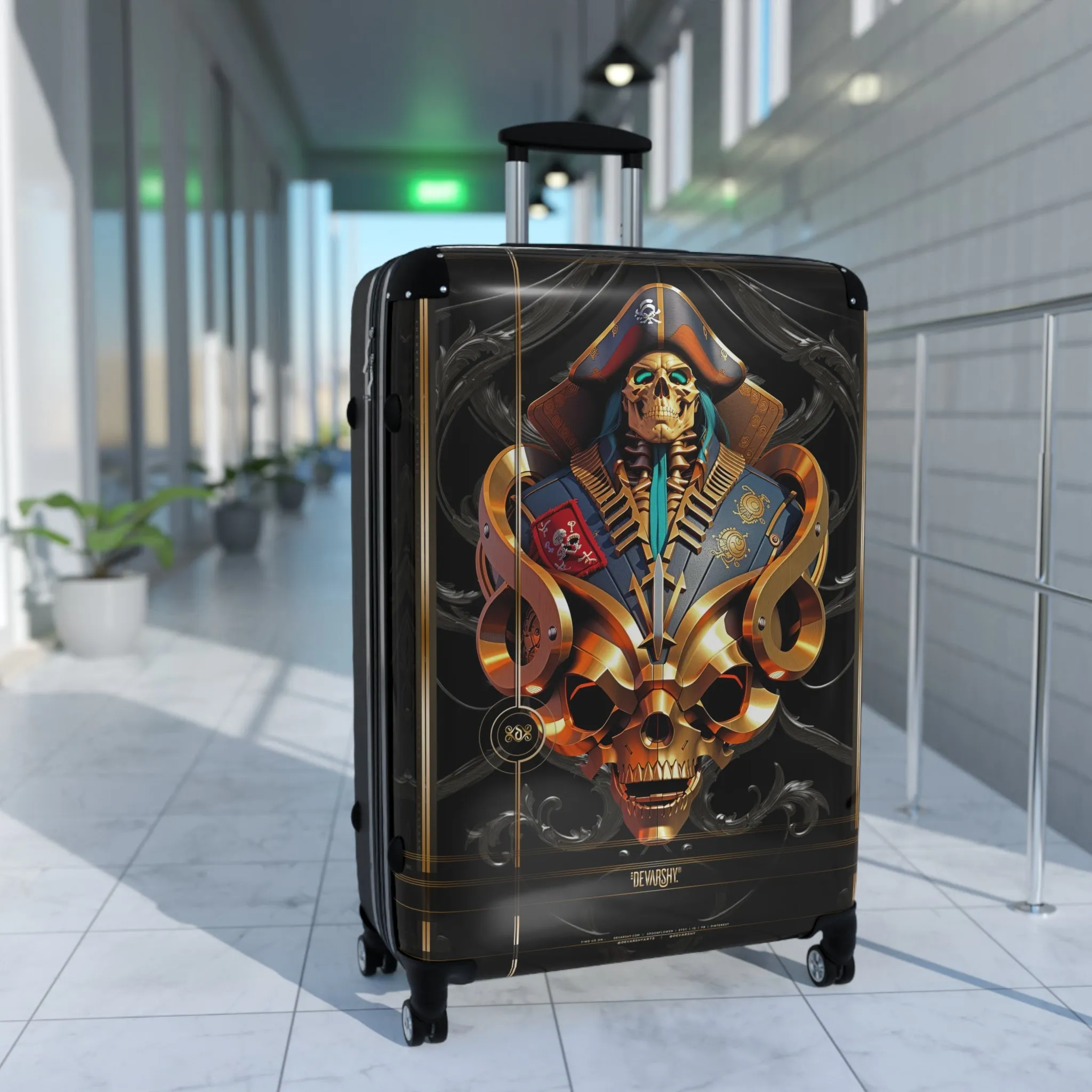 General Pirate Suitcase Carry-on Suitcase Halloween Luggage Gothic Hard Shell Suitcase in 3 Sizes | D20187