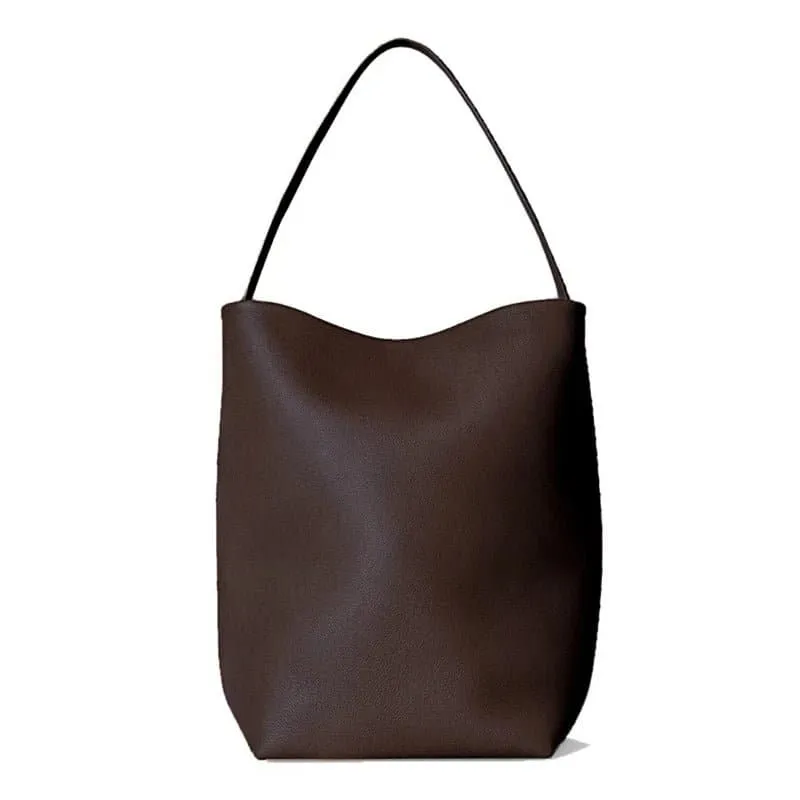 Genuine Leather Bucket Bag - High-Quality Cow Leather Shoulder Handbag