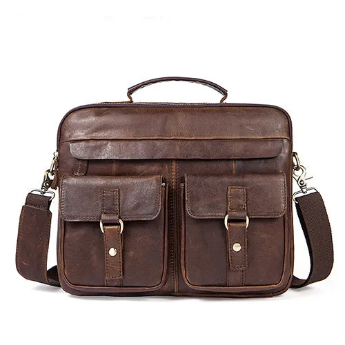 Genuine Leather Double Front Pocket Briefcase