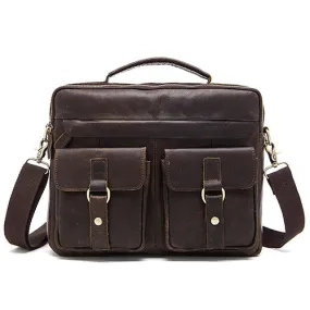 Genuine Leather Double Front Pocket Briefcase