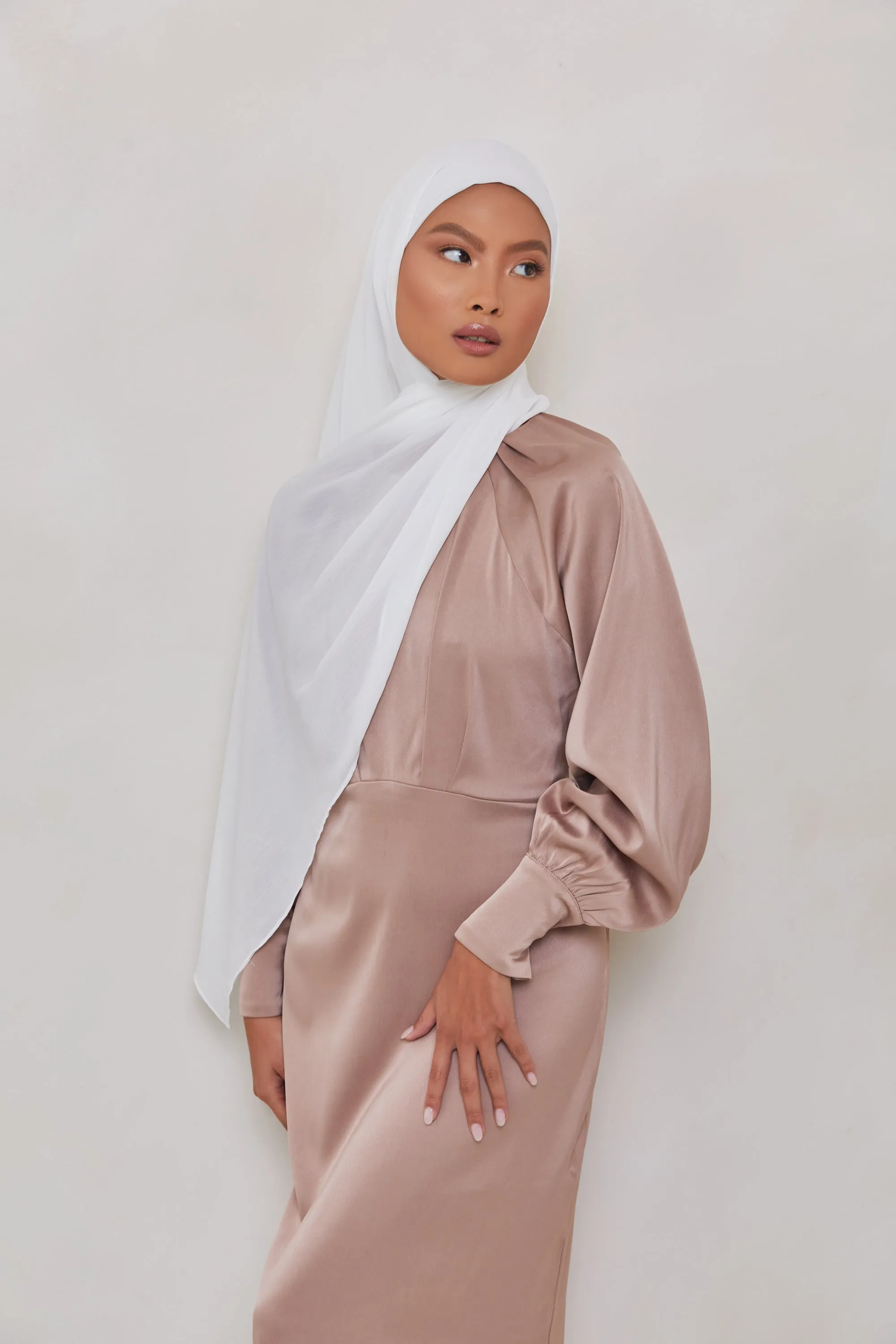 Georgette Crepe Hijab - White Mocha