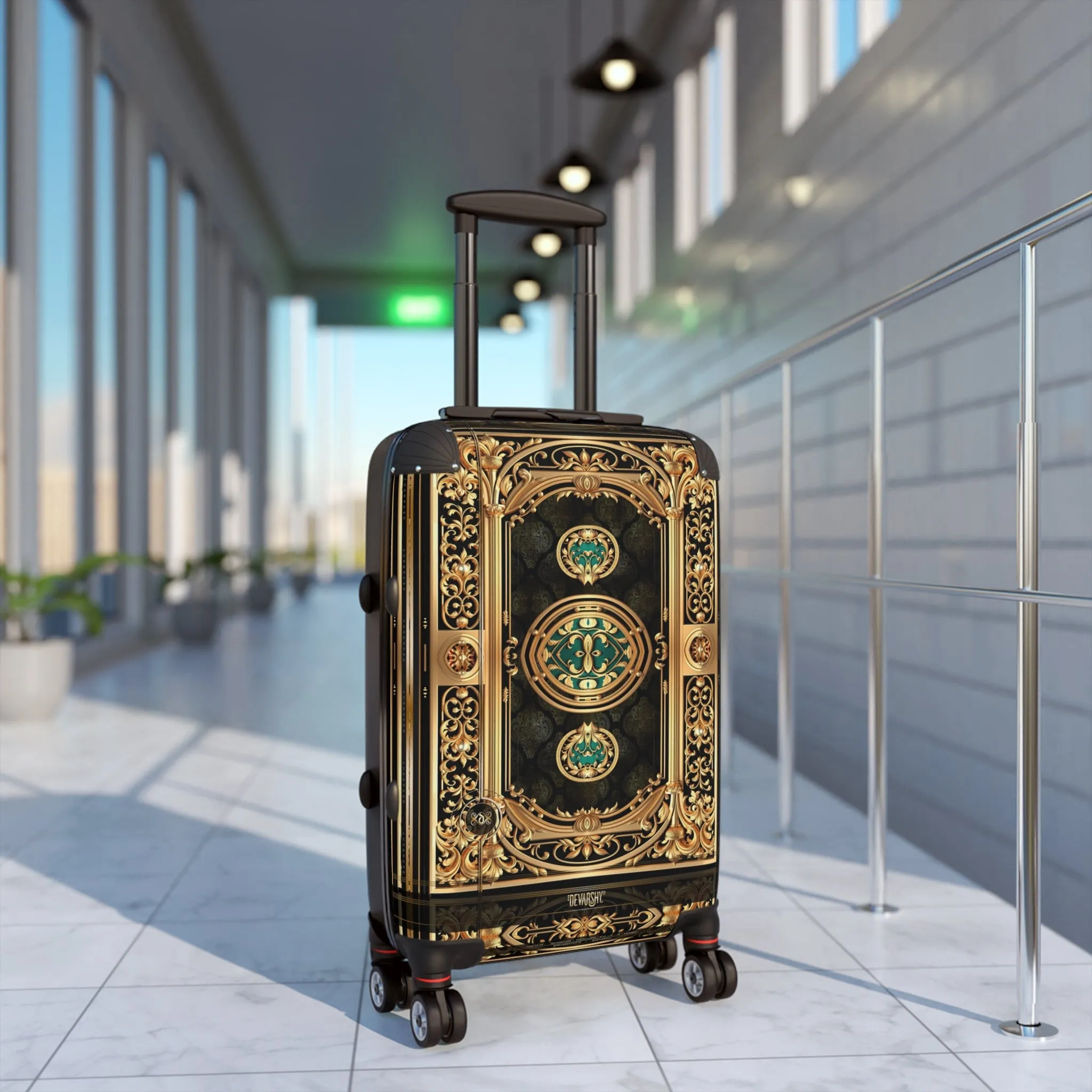 Gold Filigree Suitcase Golden Baroque Luggage Carry-on Suitcase Royal Hard Shell Suitcase in 3 Sizes | D20175