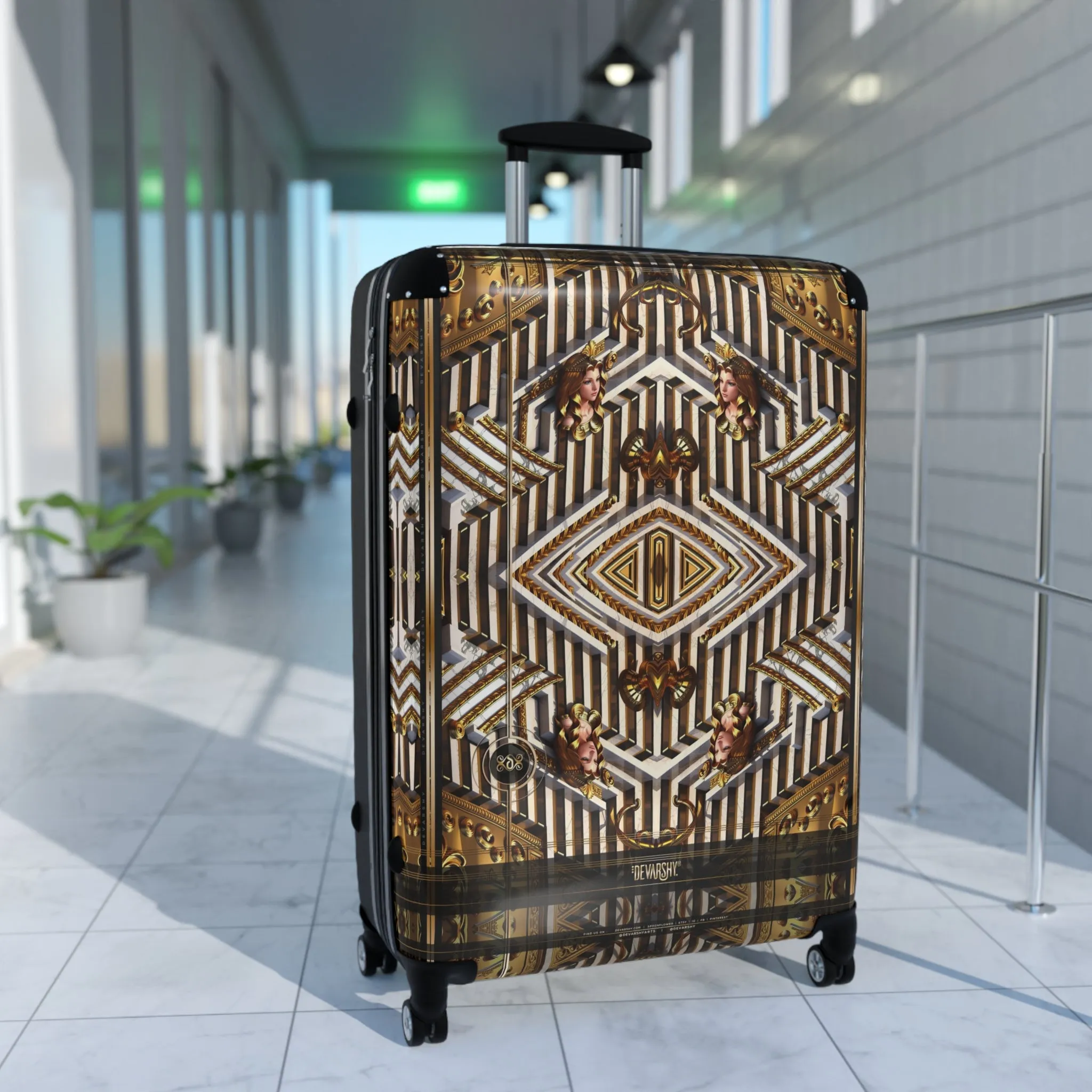 Golden Maze Suitcase Luxury Travel Luggage Carry-on Suitcase Hard Shell Suitcase in 3 Sizes | D20172