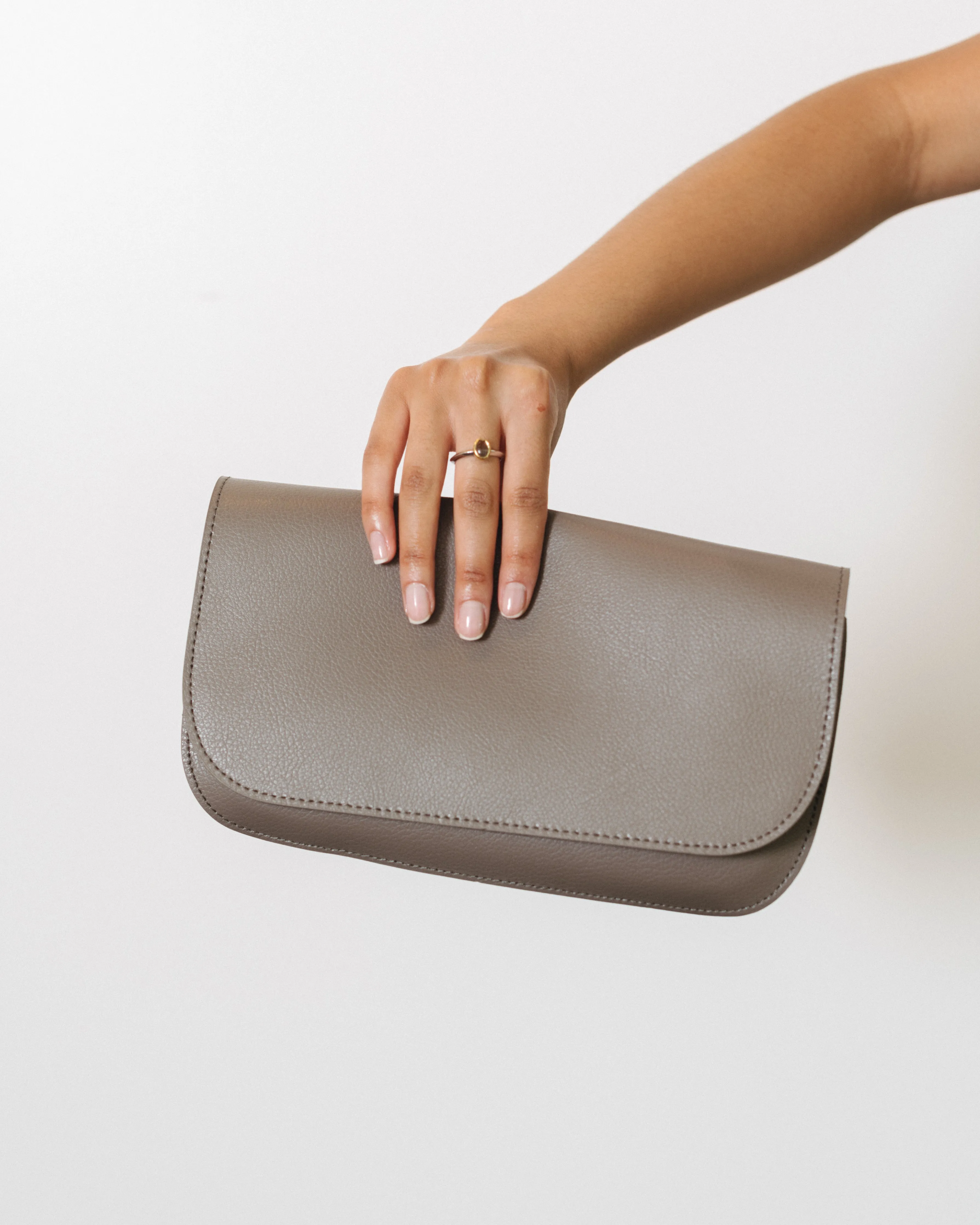 Grey Calf Leather Minimal Bag