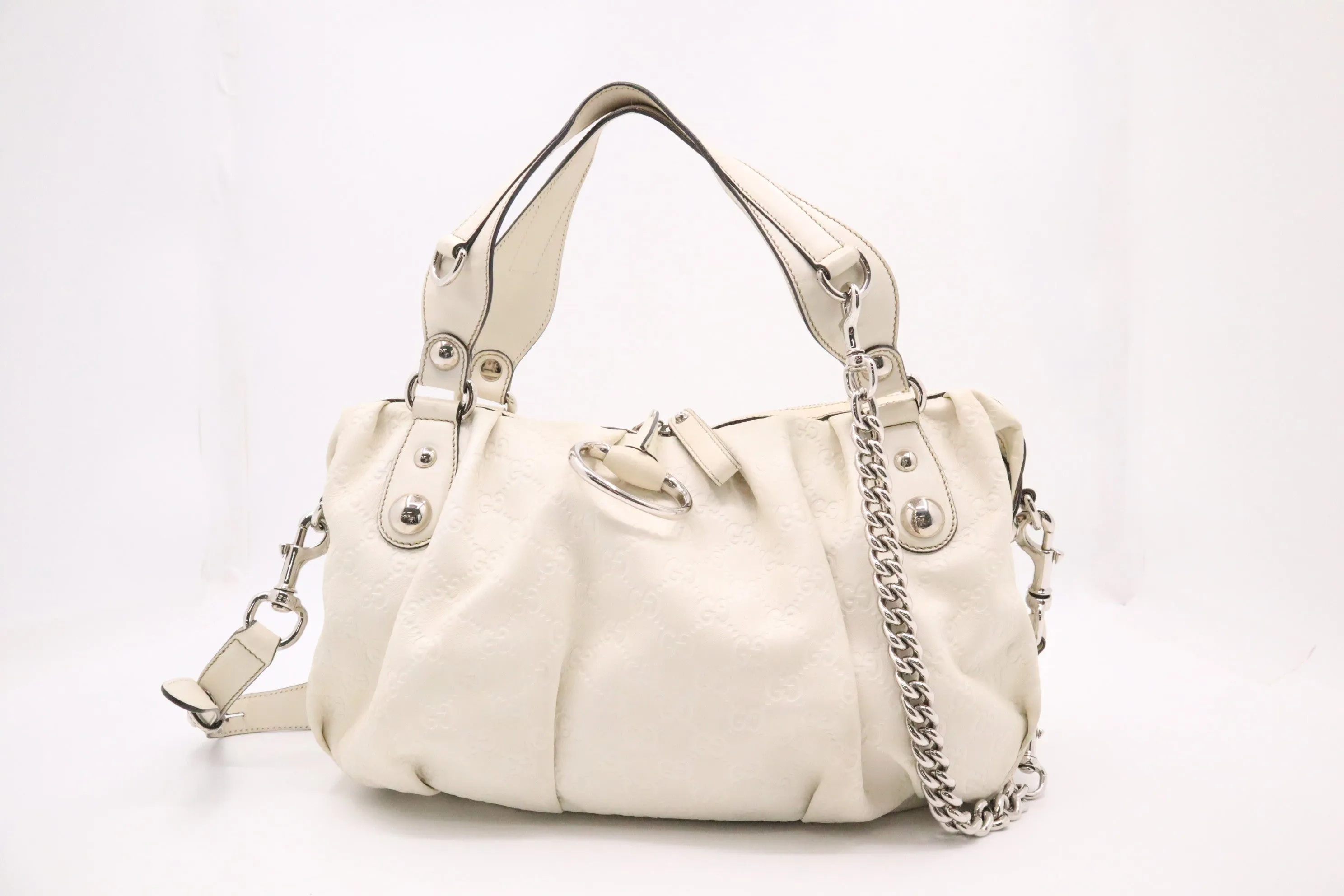 Gucci Boston Bag in Off White Guccissima Leather