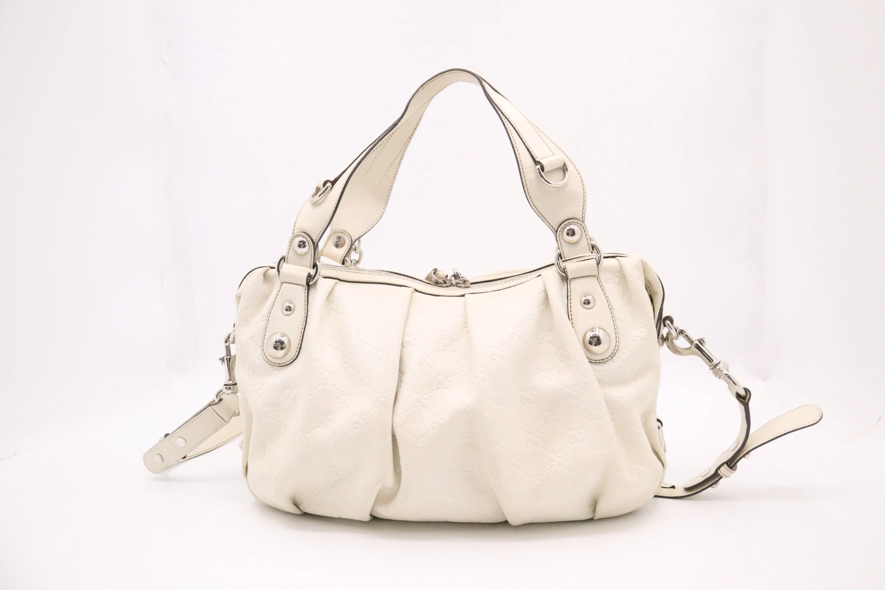 Gucci Boston Bag in Off White Guccissima Leather