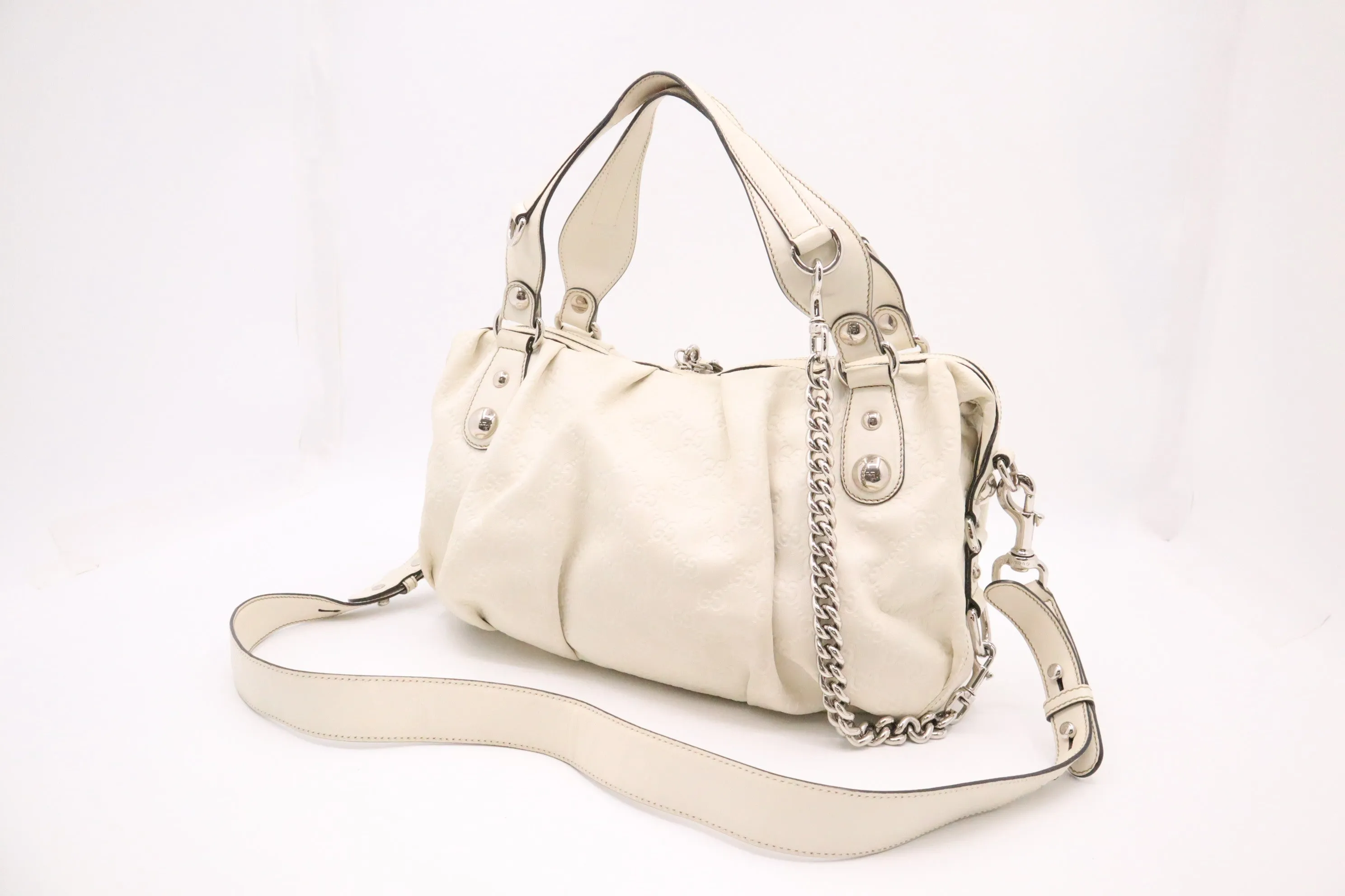 Gucci Boston Bag in Off White Guccissima Leather