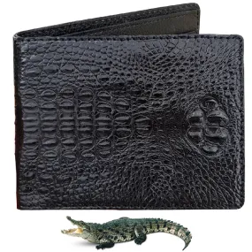 Handmade Black Alligator Hornback Bifold Wallet RFID Blocking  for Men | VINAM-43