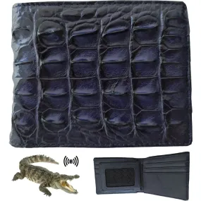 Handmade Navy Blue Alligator Leather Bifold Wallet For Men RFID Blocking | VINAM-56