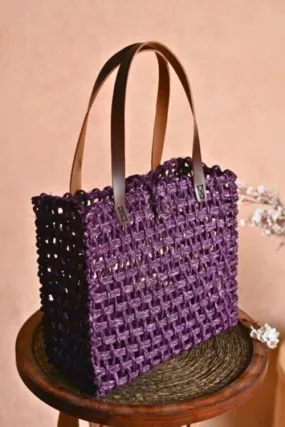 Handmade Sabai Grass Mesh Bag - Large (Lavender)