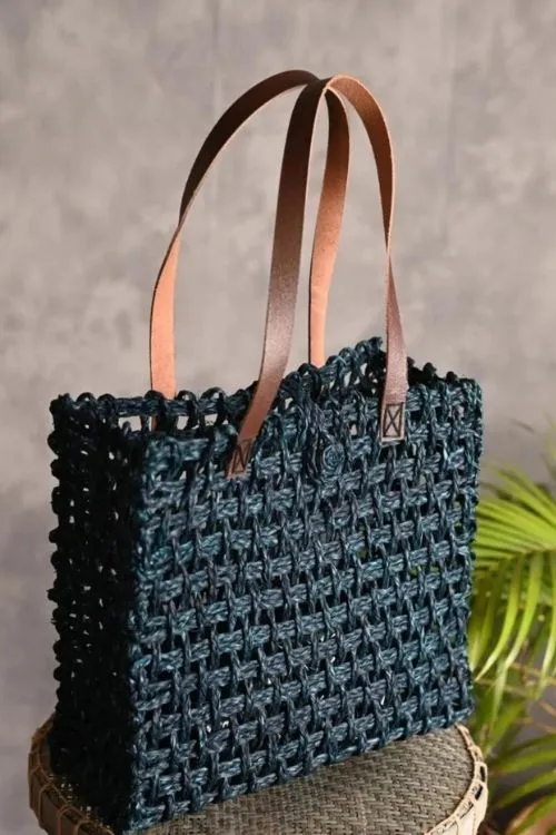 Handmade Sabai Grass Mesh Bag - Large (Neer)