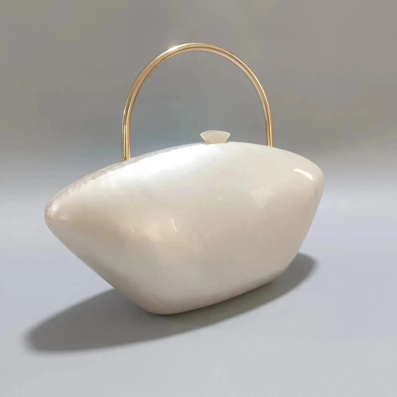 Iridescent Pearl Shell Acrylic Clutch Bag