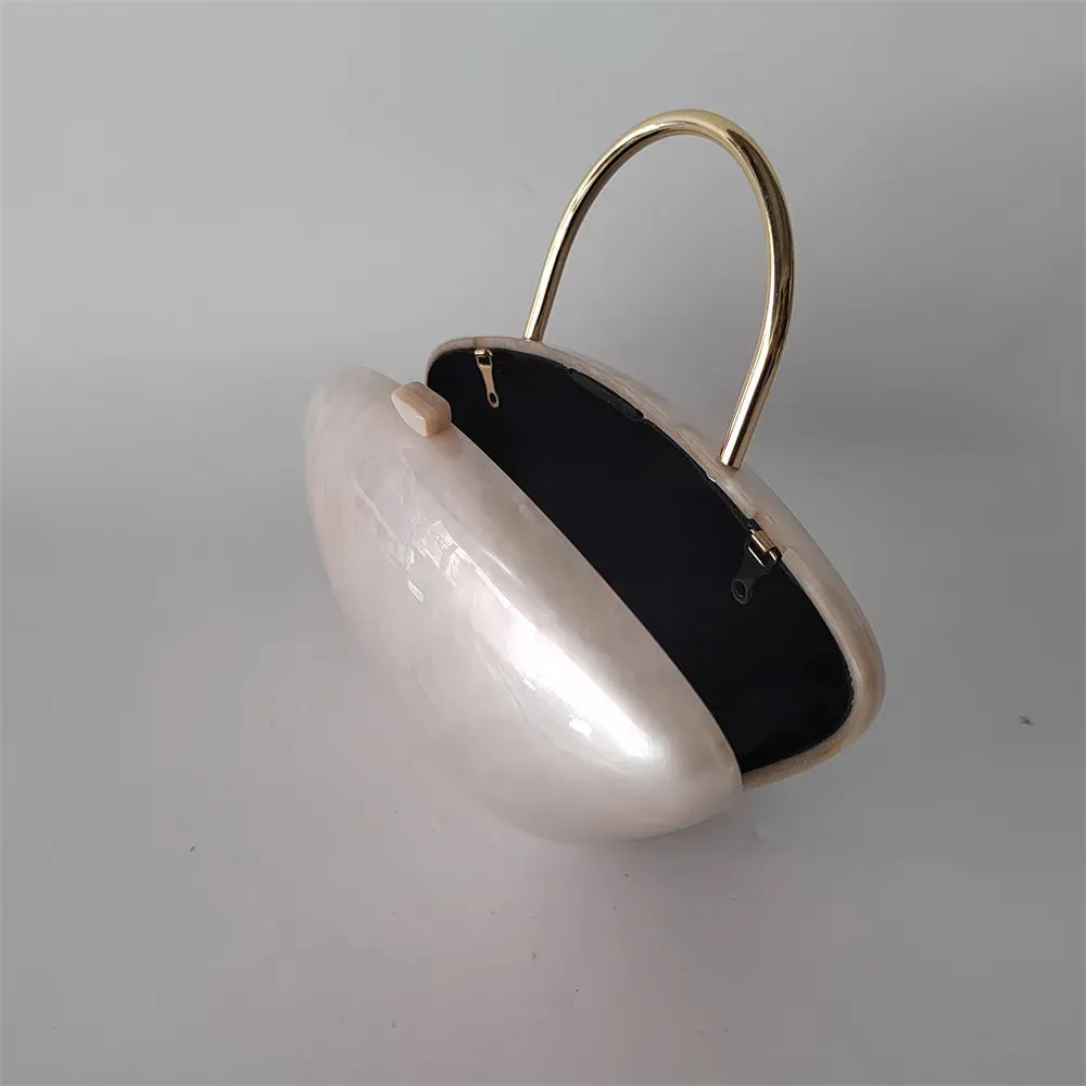 Iridescent Pearl Shell Acrylic Clutch Bag