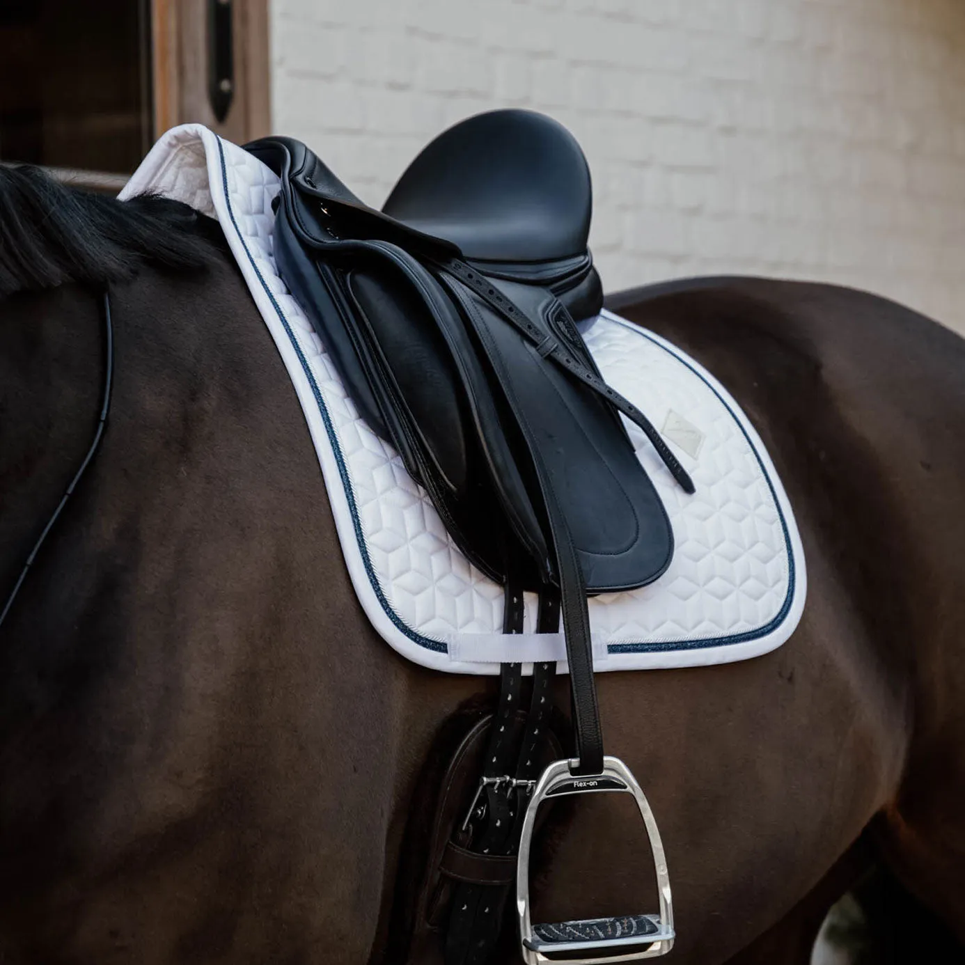 Kentucky Horsewear Glitter Rope Dressage Saddle Cloth - White/Navy