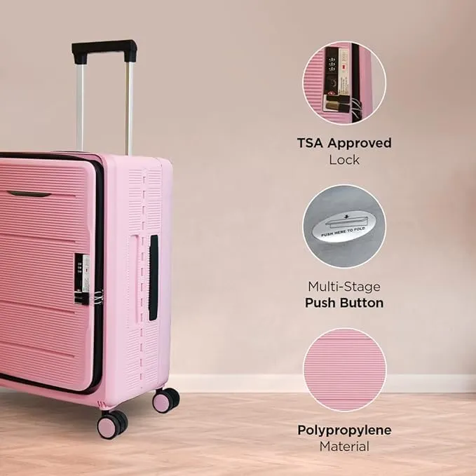 Kuber Industries Luggage Bag | Trolley Bags for Travel | Collapsible Luggage Bag | Travelling Bag | Trolley Bags for Suitcase | Lightweight Luggage Bag | 24 Inch | Pack of 3 | Rose Pink