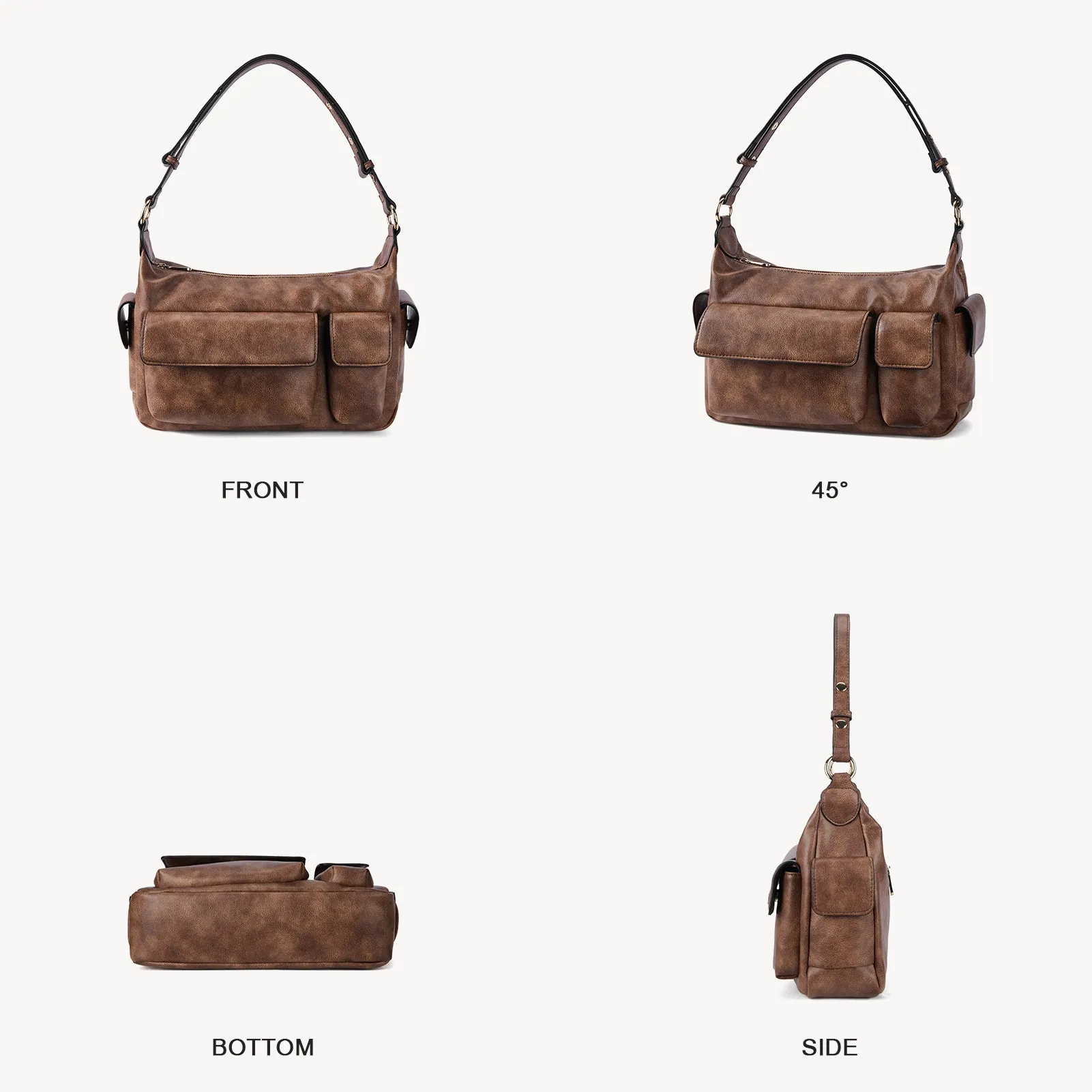 Kweli  Distressed Cargo Pocket Shoulder Bag