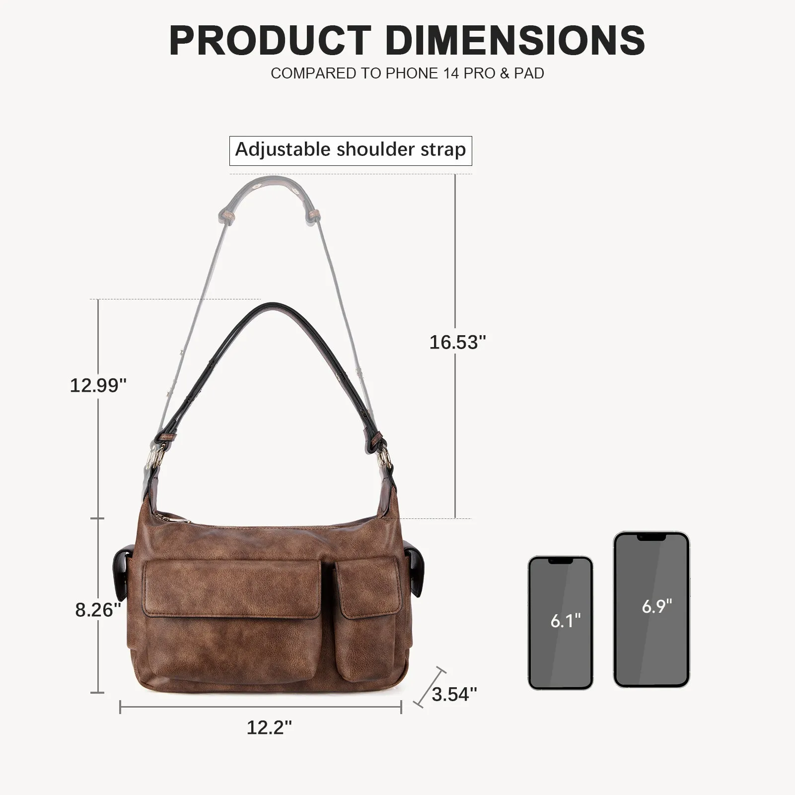 Kweli  Distressed Cargo Pocket Shoulder Bag