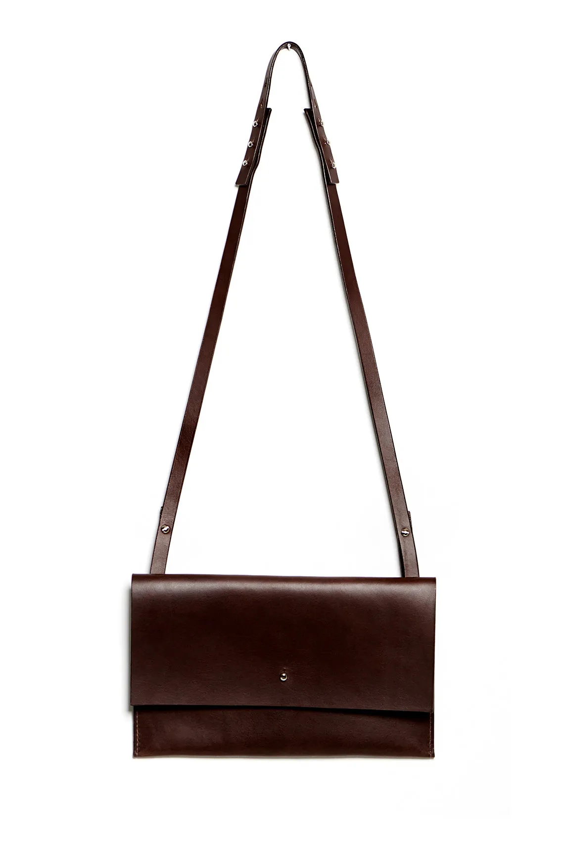 Leather shoulder bag: RIGMOR MEGA (dark brown)