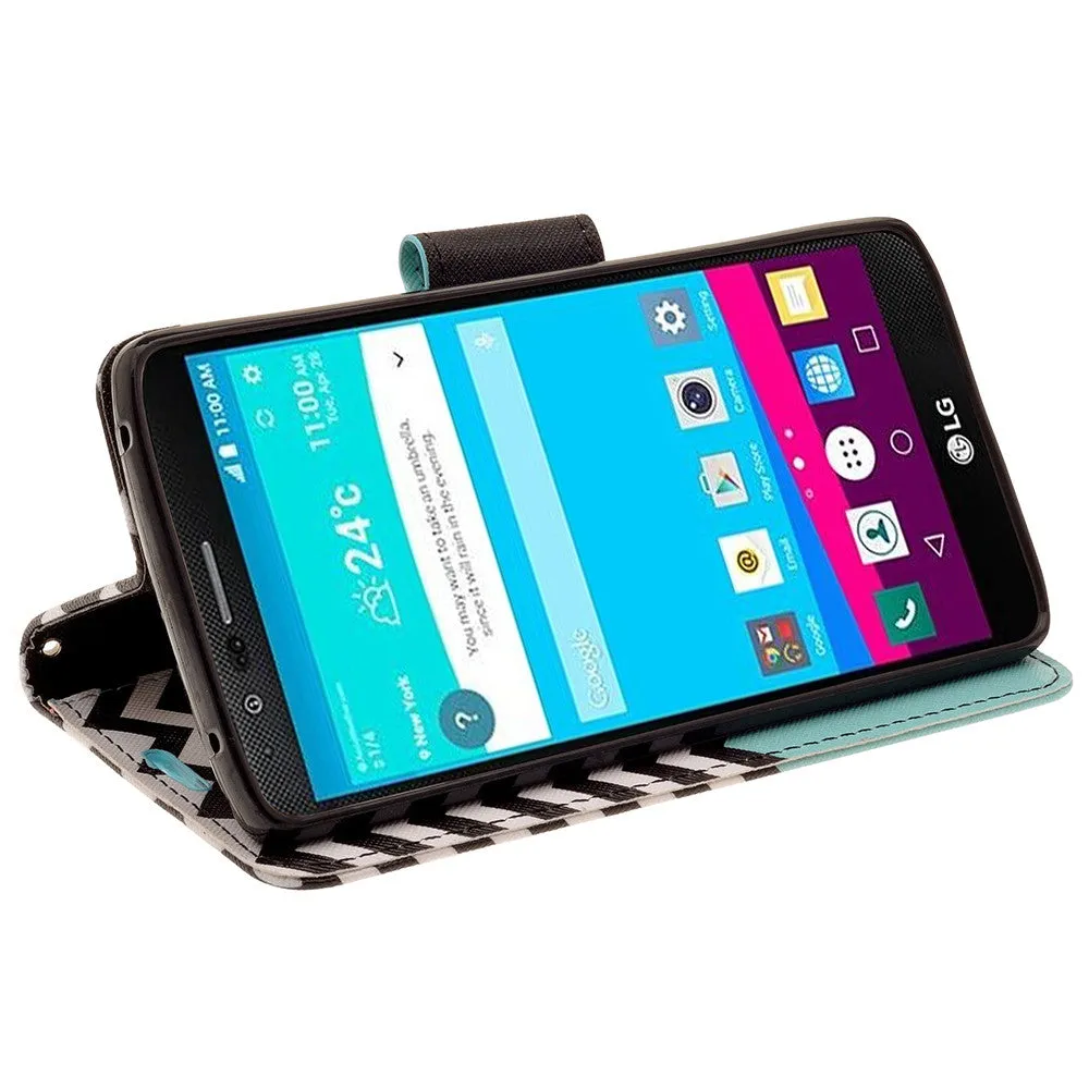 LG V10 Case, Wrist Strap Magnetic Fold[Kickstand] Pu Leather Wallet Case with ID & Credit Card Slots for LG V10 - Teal Anchor