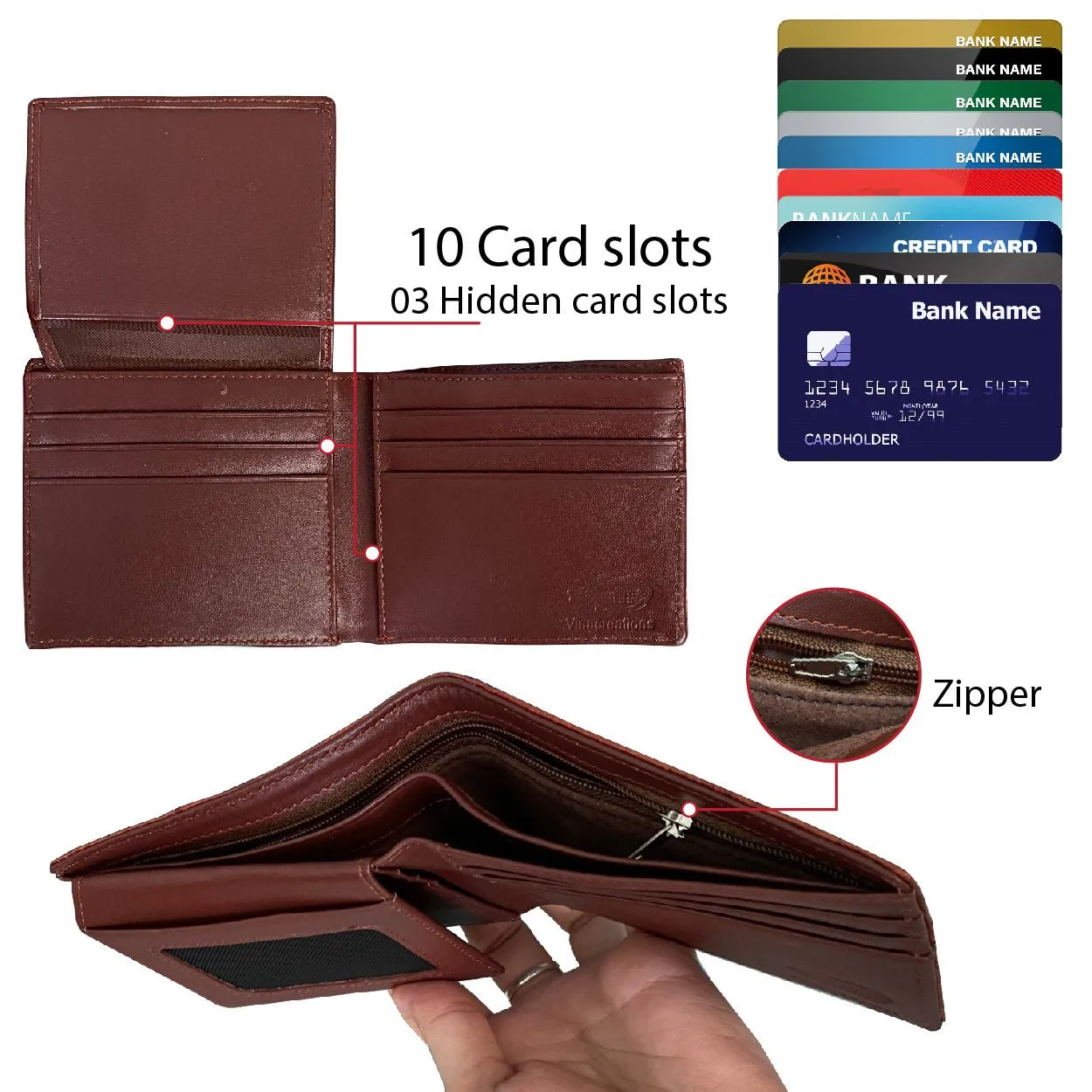 Light Brown Alligator Hornback Bifold Wallet RFID Blocking | VINAM-41